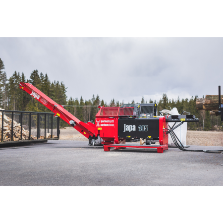 Japa 405 TR – Linie profesională la cardan tractor 10 kW pentru tăiere & despicare (12,5 tone), buștean 40 cm diametru [6]