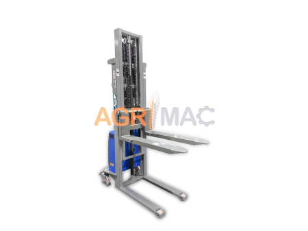 Transpaleti si stivuitoare - Transpalet semi-electric Clark 1T cu baterie 12V 120Ah și catarg Duplex 3000 mm