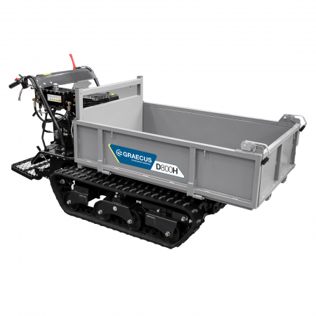 Dumpere si roabe - Transportor dumper senilat, 13 CP, 800kg, basculare mecanica, Graecus D800