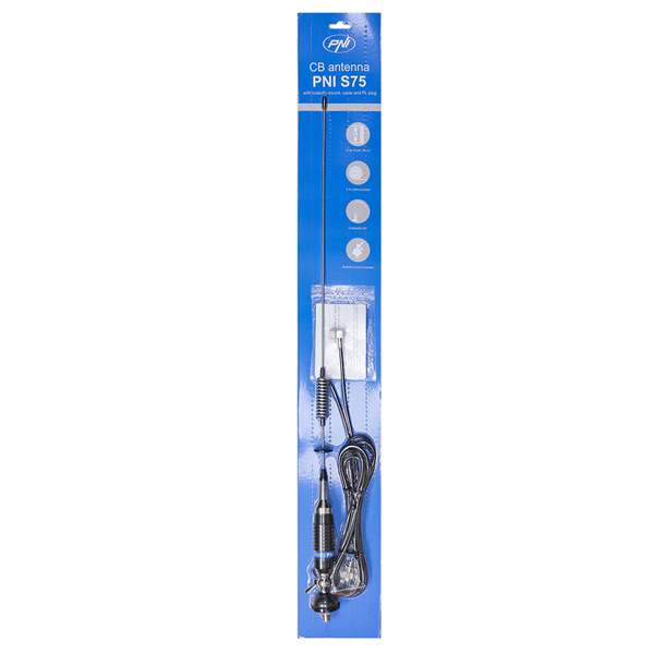 Antena CB PNI S75, lungime 75 cm, montura cu cablu si mufa PL [5]