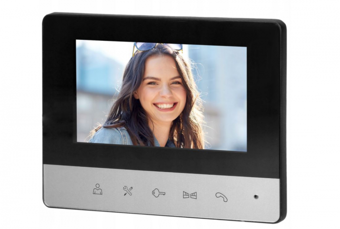 Videointerfon pentru o familie Vibell ORNO VI-VID-RO-1077, color, LCD 4.3", 16 sonerii, IP44, negru/gri [3]