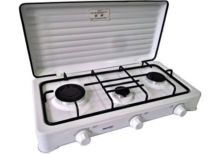 Aragaz camping MPM SMILE-KN-03/1K, 3 ochiuri, 4,9 kW, 358 g / h, G30-37 mbar, emailat, alb [3]