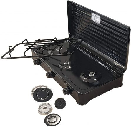 Aragaz camping MPM SMILE-KN-03/1KB, 3 ochiuri, 4,9 kW, 358 g / h, G30-37 mbar, emailat, negru [3]