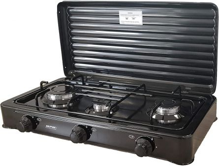 Aragaz camping MPM SMILE-KN-03/1KB, 3 ochiuri, 4,9 kW, 358 g / h, G30-37 mbar, emailat, negru [2]