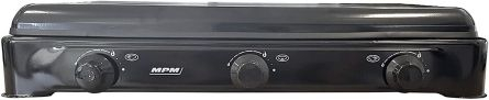 Aragaz camping MPM SMILE-KN-03/1KB, 3 ochiuri, 4,9 kW, 358 g / h, G30-37 mbar, emailat, negru [4]