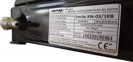 Aragaz camping MPM SMILE-KN-03/1KB, 3 ochiuri, 4,9 kW, 358 g / h, G30-37 mbar, emailat, negru [8]