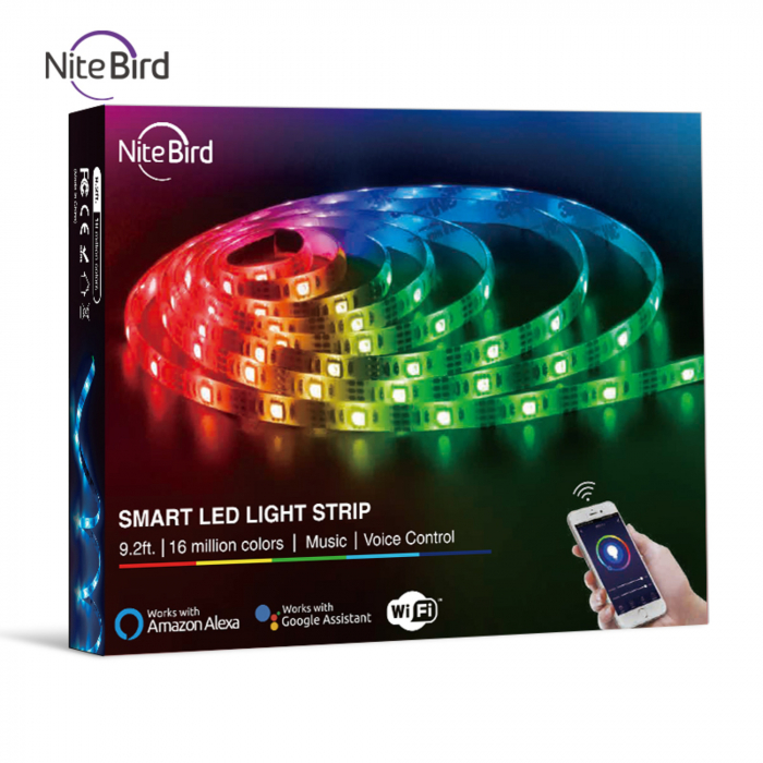 Banda inteligenta LED Nitebird SL1, Wi-Fi, USB, 16W, sincronizare muzica, lumina colorata, RGB,  2.8m, compatibil Alexa/Google Assistant [2]