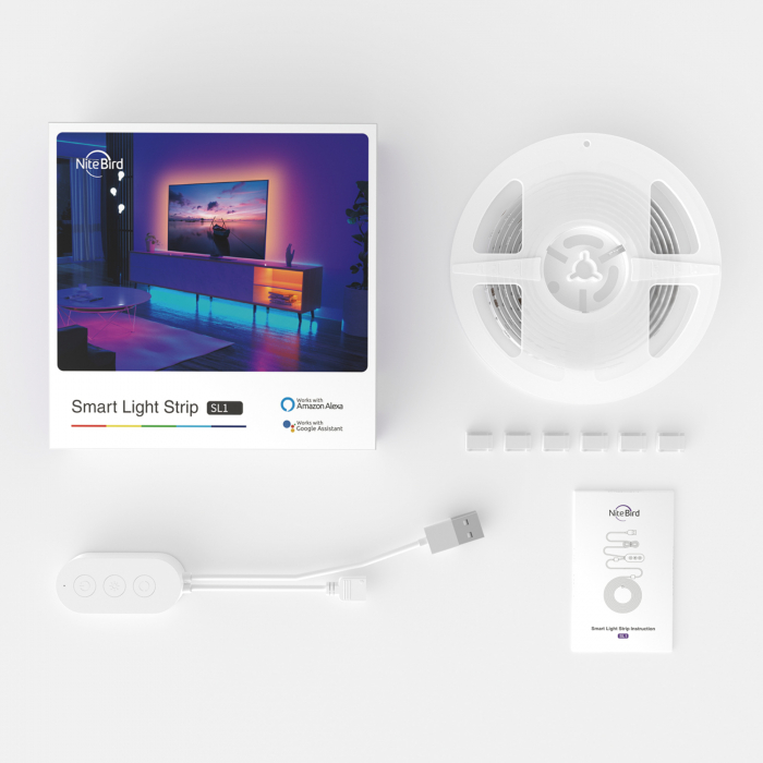 Banda inteligenta LED Nitebird SL1, Wi-Fi, USB, 16W, sincronizare muzica, lumina colorata, RGB,  2.8m, compatibil Alexa/Google Assistant [7]