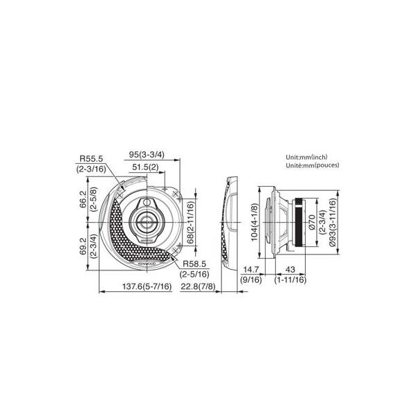 Boxe auto coaxiale Kenwood KFC-S1094, 35W RMS, 10 cm, 3 cai, set 2 difuzoare [2]