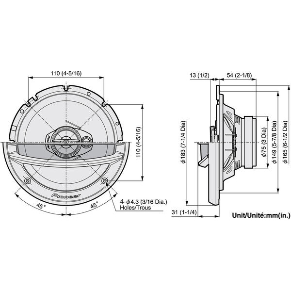 Boxe auto coaxiale Pioneer TS-A2013i, 80W RMS, 20 cm, 3 cai, set 2 difuzoare [3]
