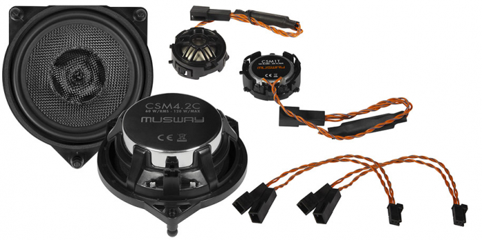 Boxe auto componente Musway CSM4.2C, 60W RMS, 10 cm, 2 cai, set 2 difuzoare, compatibil Mercedes-Benz clasa C/GLC/E [2]