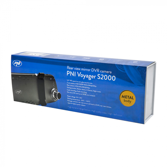 Camera auto DVR PNI Voyager S2000 Full HD, unghi de filmare 170°, senzor G, incorporata in oglinda retrovizoare, touchscreen IPS si camera de mers inapoi 120 grade VGA, mod noapte, mod parcare [6]