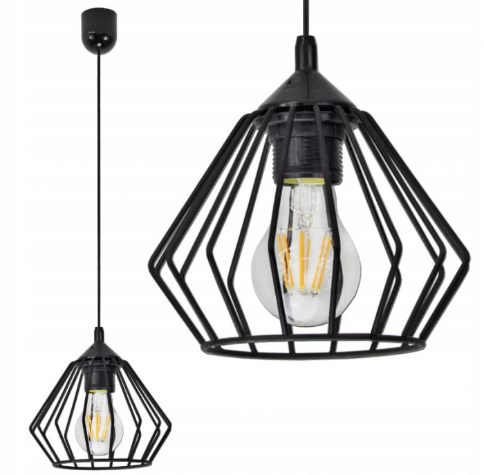 RESIGILAT Corp de iluminat suspendat ADVITI Waya AD-LD-6263BE27M, E27, 60W, negru [2]