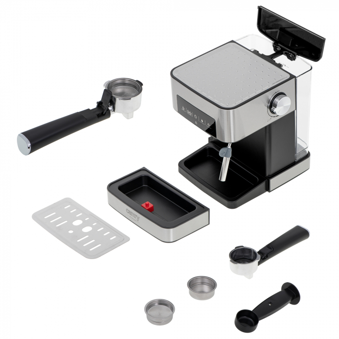 Espressor semiautomat Camry CR 4410, 1000 W, 15 bari, 1.6 L, 3 programe, argintiu/negru [6]