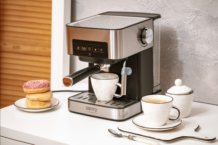 Espressor semiautomat Camry CR 4410, 1000 W, 15 bari, 1.6 L, 3 programe, argintiu/negru [7]