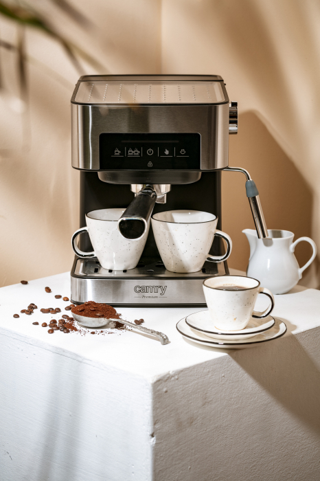 Espressor semiautomat Camry CR 4410, 1000 W, 15 bari, 1.6 L, 3 programe, argintiu/negru [8]