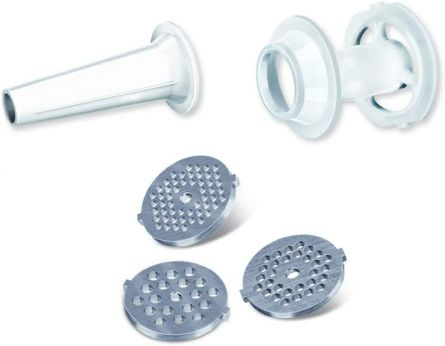 Masina de tocat MPM MMM-05, 650W, lama din otel inoxidabil, functie REVERSE, 3 site de taiere, accesoriu carnati, alb [2]