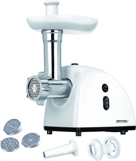 Masina de tocat MPM MMM-05, 650W, lama din otel inoxidabil, functie REVERSE, 3 site de taiere, accesoriu carnati, alb [3]