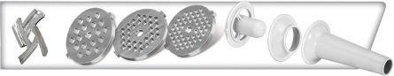 Masina de tocat MPM MMM-07M, 1800W, lama din otel inoxidabil, functie REVERSE, 3 site de taiere, accesoriu carnati, gri [4]