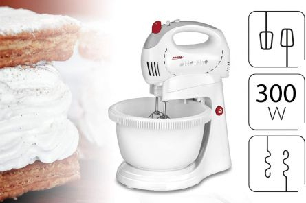 Mixer cu bol MPM MMR-17Z, rotativ, 300W, 2.4l, 5 trepte de viteza, functie TURBO, alb [3]