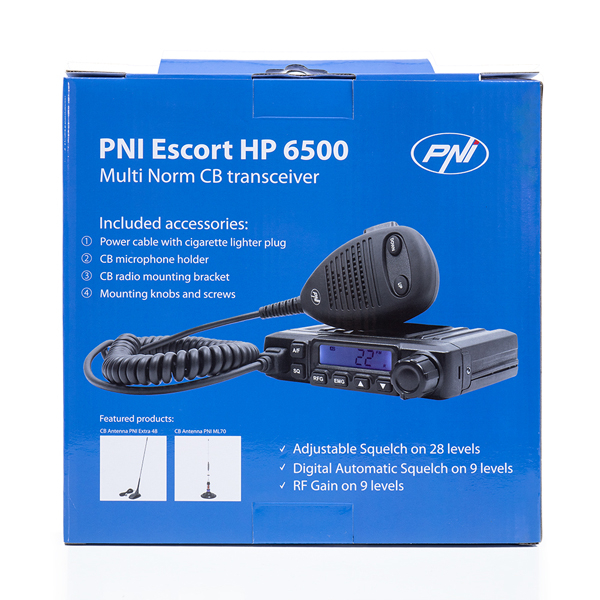 Pachet statie radio auto CB PNI Escort HP 6500, squelch automat + Antena CB PNI LED 2000 cu filet SO-239, lungime 90 cm [8]