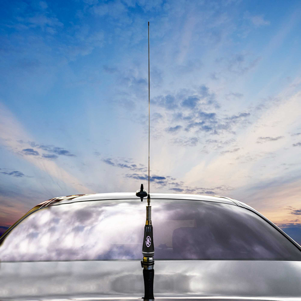 Pachet statie radio auto CB President BARRY II ASC AM/FM, Roger Beep, NB, ANL, Port USB, VOX, 12V/24V + Antena CB PNI LED 2000 cu filet SO-239, lungime 90 cm [17]