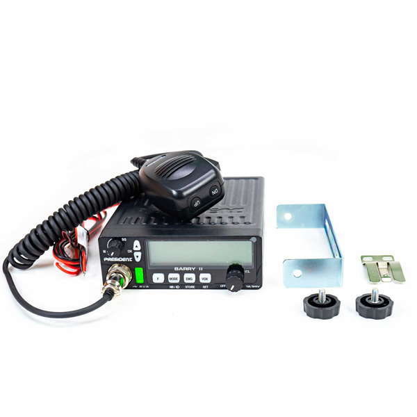 Pachet statie radio auto CB President BARRY II ASC AM/FM, Roger Beep, NB, ANL, Port USB, VOX, 12V/24V + Antena CB PNI LED 2000 lungime 90 cm + magnet 145mm inclus [12]