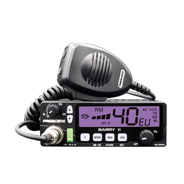 Pachet statie radio auto CB President BARRY II ASC AM/FM, Roger Beep, NB, ANL, Port USB, VOX, 12V/24V + Antena CB PNI ML100 lungime 100cm + Baza magnetica [6]