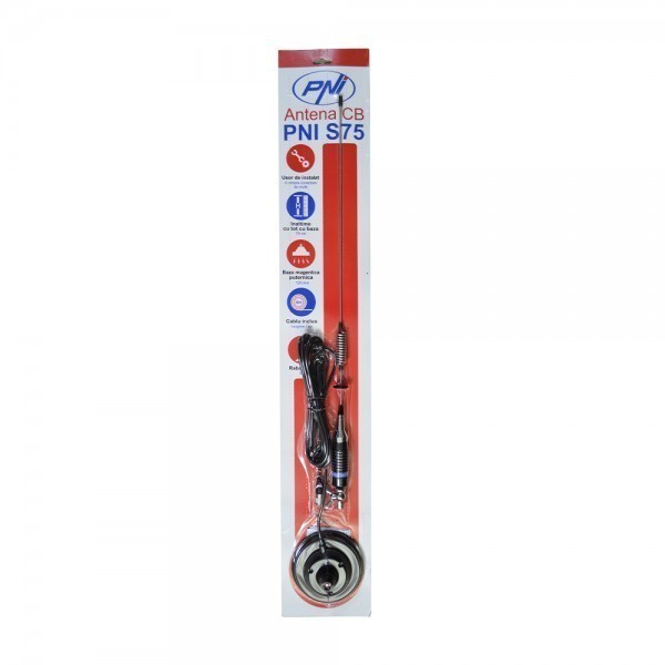 Pachet statie radio auto CB President BARRY II ASC AM/FM, Roger Beep, NB, ANL, Port USB, VOX, 12V/24V + Antena CB PNI S75 lungime 75cm + Baza magnetica [14]