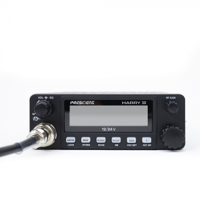 Pachet statie radio CB President Harry 3, 12V/24V + Antena CB President Carolina, lungime 43 cm + Montura fixa + Cablu [2]