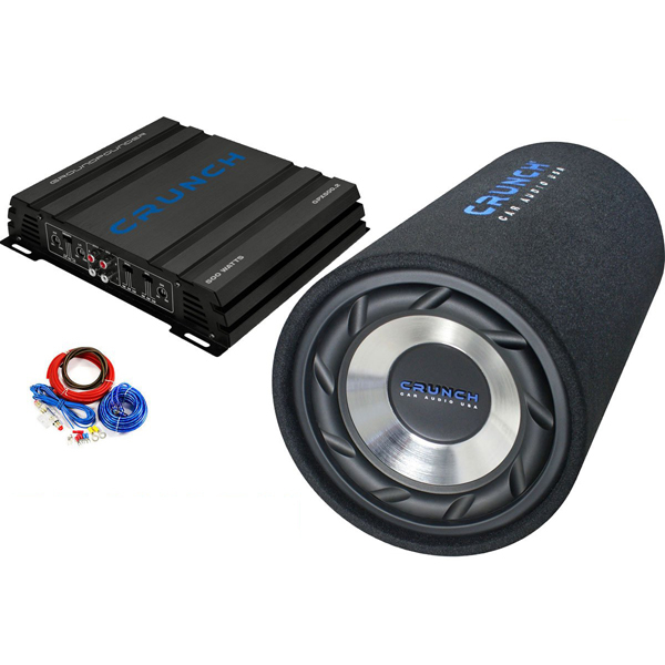 Pachet subwoofer auto Crunch GTS 250, 250W RMS + amplificator Crunch GPX 500.2, 2 canale, 250W + Kit cablu 10 mm2 [1]