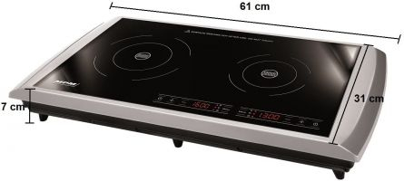 Plita cu inductie MPM MKE-11, 2900W, 2 zone de incalzire independente, temporizator 0 - 180 min, reglarea temperaturii 60 Â° C - 240 Â° C, afisaj LED, avertizare sonora, negru/gri [2]