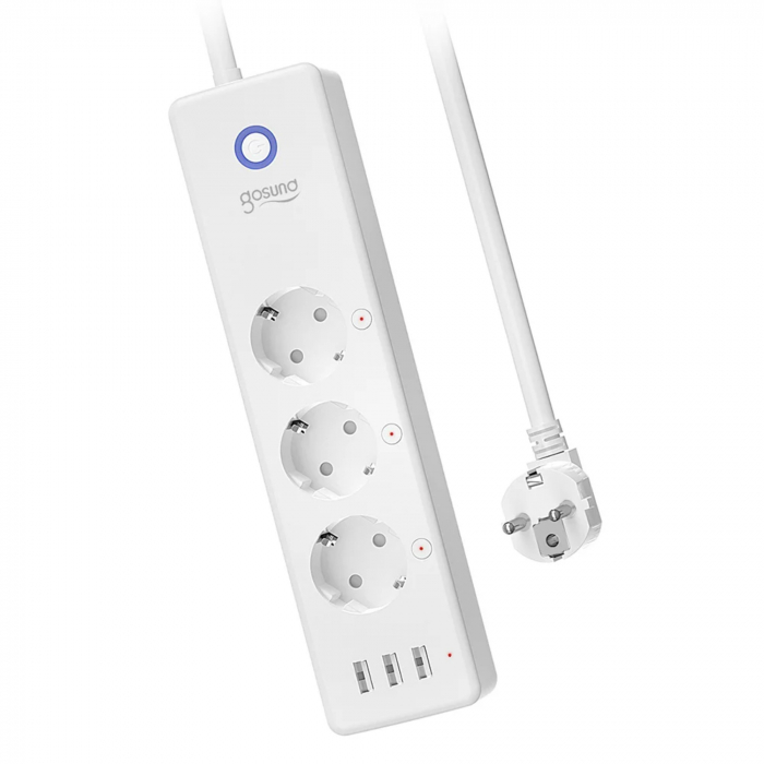 Prelungitor inteligent Gosund P1, Wi-Fi, 3 prize, 3xUSB, 15W, 3A, intrerupator, 1.5 m, compatibil Alexa si Google Assistant, Android/iOS [2]