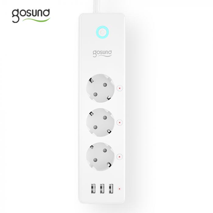 RESIGILAT Prelungitor inteligent Gosund P1 Plus, Wi-Fi, 3 prize, 3xUSB, 15W, 3A, intrerupator, 1.5 m, compatibil Alexa si Google Assistant, Android/iOS [3]