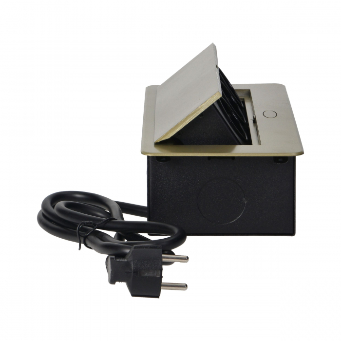Priza schuko ORNO OR-AE-1337(GS)/BR, 3 prize schuko, incastrabila, 230V, 3600W, cablu 1.5 m, IP20 [5]