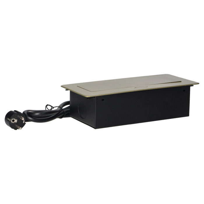 Priza schuko ORNO OR-AE-1337(GS)/BR, 3 prize schuko, incastrabila, 230V, 3600W, cablu 1.5 m, IP20 [2]