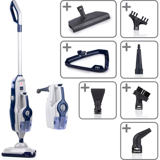 RESIGILAT Aparat de curatat cu abur Dirt Devil DD7003,1600 W, capacitate rezervor apa 280 ml, rezervor de detergent 150ml, 5 accesorii, Alb-Albastru [2]