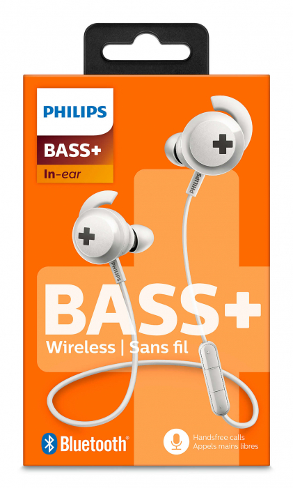 RESIGILAT Casti audio wireless Philips Bass+ SHB4305WT/00, Bluetooth v4.1, microfon incorporat, intraauriculare, ultracomode, controlul volumului, izolare fonica, Alb [4]