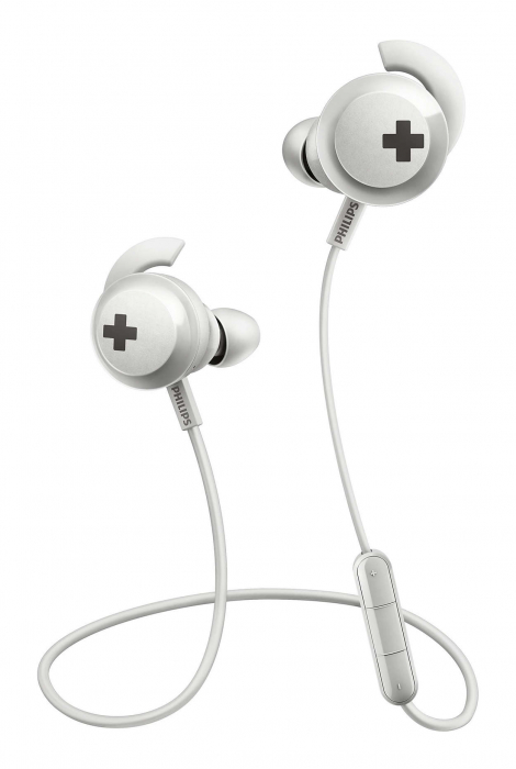 RESIGILAT Casti audio wireless Philips Bass+ SHB4305WT/00, Bluetooth v4.1, microfon incorporat, intraauriculare, ultracomode, controlul volumului, izolare fonica, Alb [2]