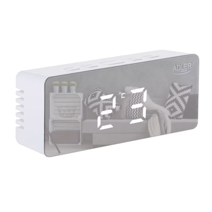 RESIGILAT Ceas cu alarma digital Adler AD 1189 W, Efect oglinda, Temperatura camerei, LED, Alb [6]