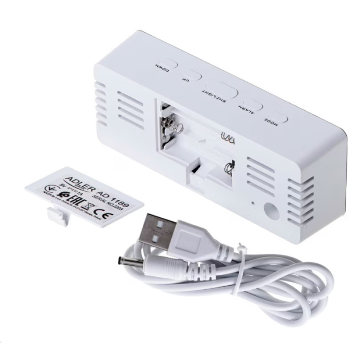 RESIGILAT Ceas cu alarma digital Adler AD 1189 W, Efect oglinda, Temperatura camerei, LED, Alb [2]