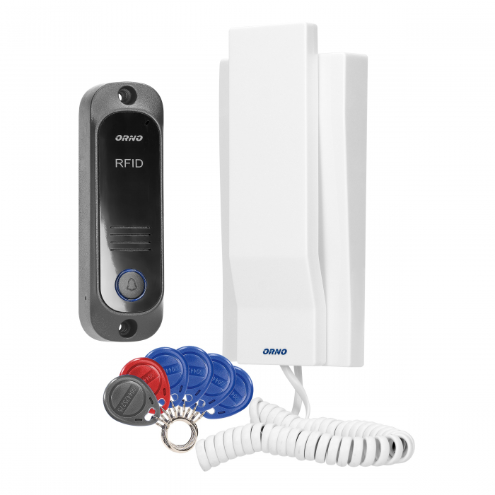 RESIGILAT Interfon pentru o familie AVIOR ORNO OR-DOM-JA-928/W, deschidere cu ajutorul etichetelor de proximitate, control automat al portilor, gri/alb [1]