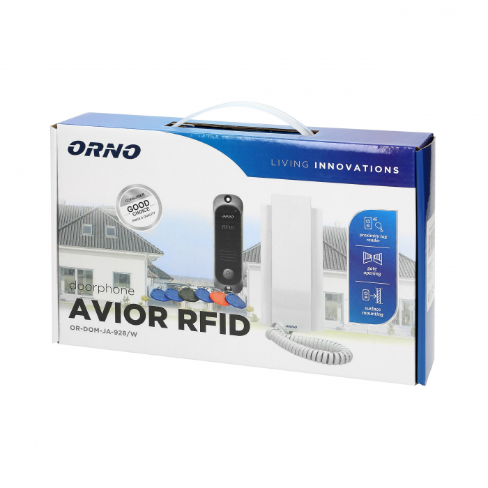 RESIGILAT Interfon pentru o familie AVIOR ORNO OR-DOM-JA-928/W, deschidere cu ajutorul etichetelor de proximitate, control automat al portilor, gri/alb [5]