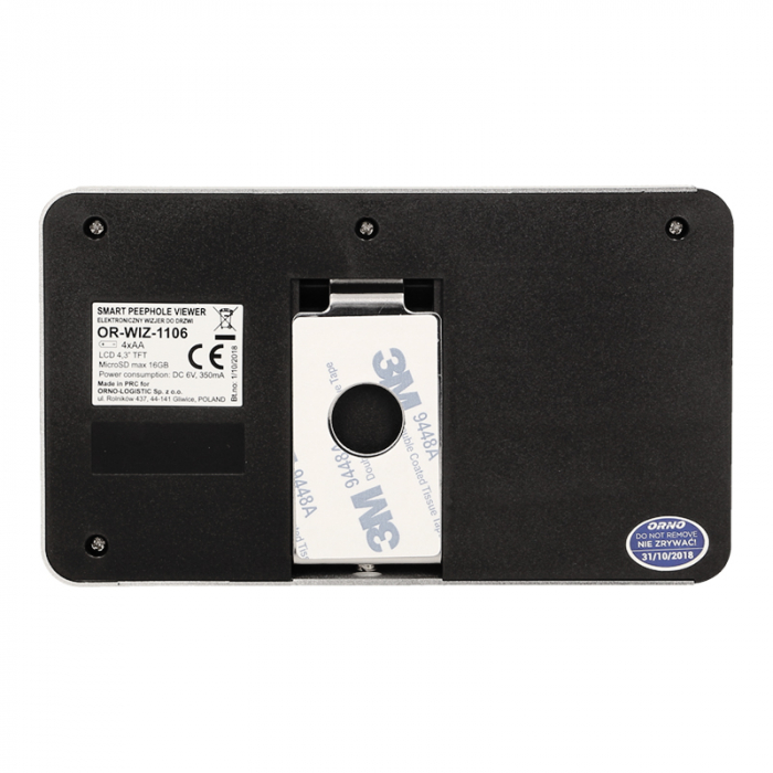 RESIGILAT Vizor electronic ORNO OR-WIZ-1106, LCD 4.3'', senzor de miscare, sonerie, functie de inregistrare, cititor de carduri SD, memorie, iluminare nocturna, negru/argintiu [5]