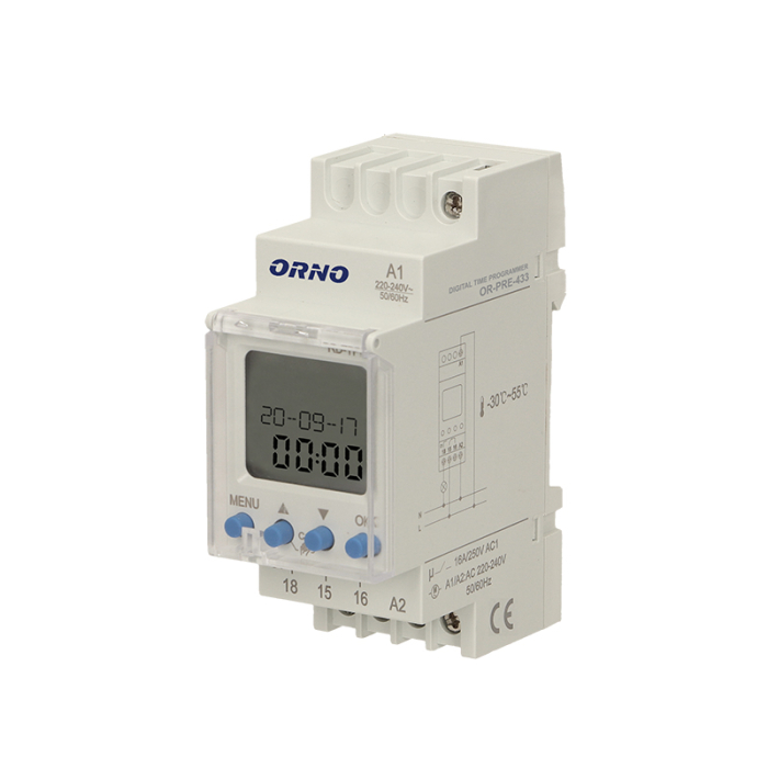 RESIGILAT Programator digital ORNO OR-PRE-433, 2300W, 16A, 52 de programe, montaj pe sina DIN TH-35, IP20, alb [3]