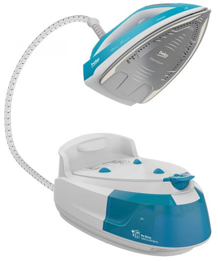 RESIGILAT Statie de calcat Beko SGA6124D, 2400 W, 200 g/min, 5.8 bar, 1000 l, talpa ceramica SteamXtra™, alb/albastru [2]