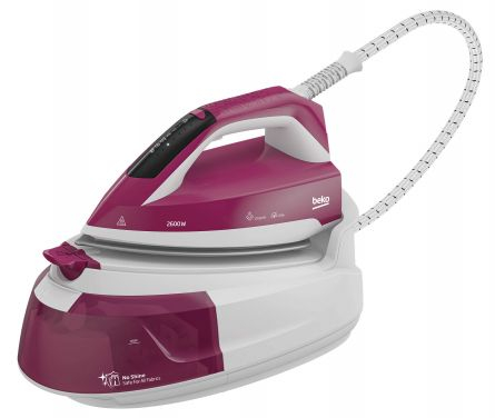 RESIGILAT Statie de calcat Beko SGA6126R, 2600 W, 225 g/min, 6 bar, 1000 l, talpa ceramica SteamXtra™, alb/rosu [1]