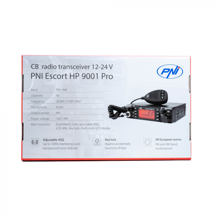 Statie radio CB PNI Escort HP 9001 PRO ASQ reglabil, AM-FM, 12V/24V, 4W, Scan, Dual Watch, ANL, ecran multicolor [9]