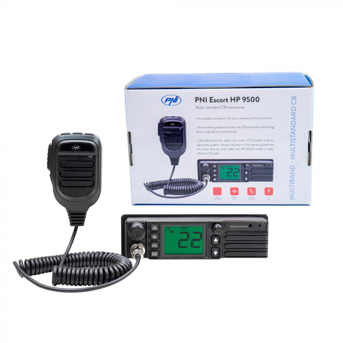 Statie radio CB PNI Escort HP 9500 ASQ, 12V/24V, mufa de bricheta inclusa + Antena CB PNI ML201 Black, lungime 201 cm, inclinare la 90° [2]