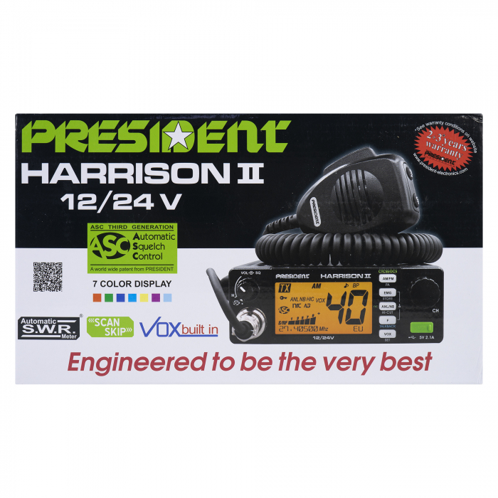 Statie radio CB President HARRISON II ASC AM/FM, VOX, NB, ANL, 12V/24V [2]